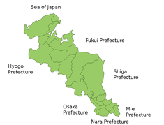 Karta över Kyoto prefektur.