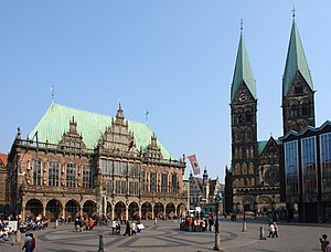 Rådhuset och domkyrkan i Bremen