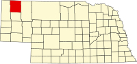 Karta över Nebraska med Dawes County markerat