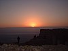 Solens uppgång sedd från bergsfästningen Masada i södra Israel.