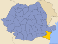 Administrativ karta över Rumänien med distriktet Constanţa utsatt
