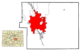 Geografiskt läge i El Paso County och delstaten Colorado