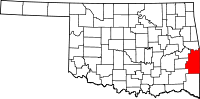 Karta över Oklahoma med Le Flore County markerat