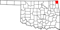 Karta över Oklahoma med Ottawa County markerat