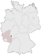 Mainz läge (mörkröd) i Tyskland