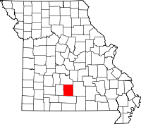 Karta över Missouri med Wright County markerat