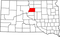 Karta över South Dakota med Potter County markerat