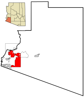 Geografiskt läge i Yuma County och delstaten Arizona