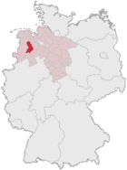 Landkreis Cloppenburg (mörkröd) i Tyskland