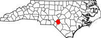 Karta över North Carolina med Hoke County markerat