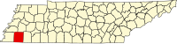 Karta över Tennessee med Fayette County markerat