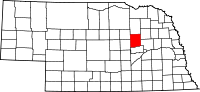 Karta över Nebraska med Boone County markerat