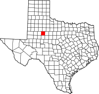 Karta över Texas med Scurry County markerat