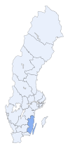 Kalmar läns läge i Sverige