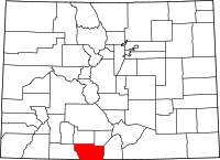 Karta över Colorado med Conejos County markerat