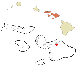 Maui County Hawaii Incorporated and Unincorporated areas Makawao Highlighted.svg