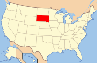 Karta över USA med South Dakota markerad