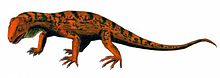 rekonstruktion av en art i släktet Trilophosaurus