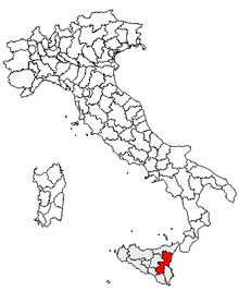 Karta över Italien, med Catania (provins) markerat