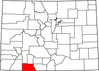 Karta över Colorado med Archuleta County markerat