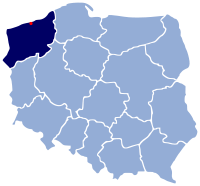 Kołobrzegs läge i Polen