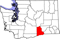 Karta över Washington med Benton County markerat