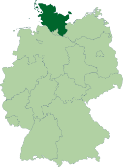 Tyskland med Schleswig-Holstein markerat