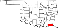 Karta över Oklahoma med Choctaw County markerat