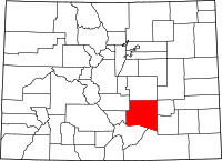 Karta över Colorado med Pueblo County markerat