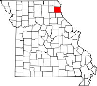 Karta över Missouri med Lewis County markerat