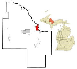 Geografiskt läge i Marquette County och delstaten Michigan