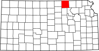 Karta över Kansas med Washington County markerat