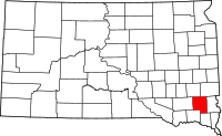 Karta över South Dakota med Turner County markerat