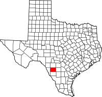 Karta över Texas med Zavala County markerat