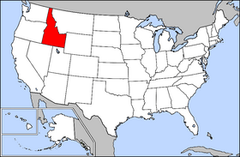 Karta över USA med Idaho markerad