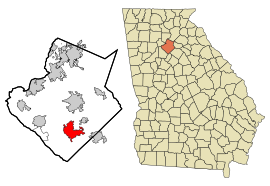 Geografiskt läge i Gwinnett County och delstaten Georgia