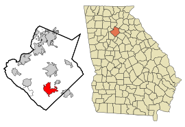 Geografiskt läge i Gwinnett County och delstaten Georgia