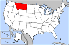 Karta över USA med Montana markerad