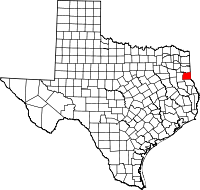 Karta över Texas med Panola County markerat