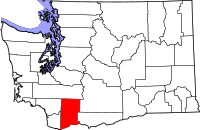 Karta över Washington med Skamania County markerat