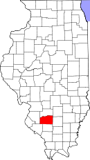 Karta över Illinois med Washington County markerat
