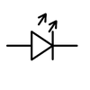Symbol för en LED (Light Emitting Diode)