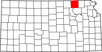Karta över Kansas med Marshall County markerat