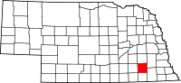 Karta över Nebraska med Saline County markerat