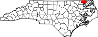 Karta över North Carolina med Gates County markerat