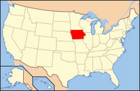 Karta över USA med Iowa markerad