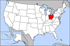 Karta över USA med Ohio markerad