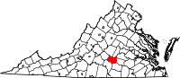 Karta över Virginia med Prince Edward County markerat