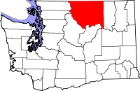 Karta över Washington med Okanogan County markerat