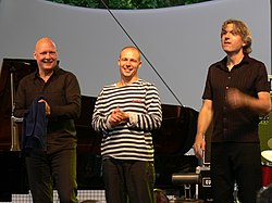 Esbjörn Svensson Trio i Parc floral, Paris i juli 2007. Från vänster: Dan Berglund, Esbjörn Svensson, Magnus Östrom.